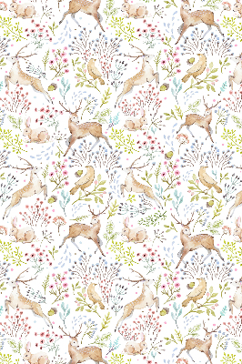 Verduisterend raamrolgordijn voor binnen met een print van reeën, vogels en konijnen