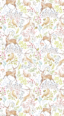 Verduisterend raamrolgordijn voor binnen met een print van reeën, vogels en konijnen