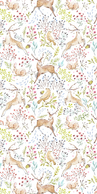 Verduisterend raamrolgordijn voor binnen met een print van reeën, vogels en konijnen