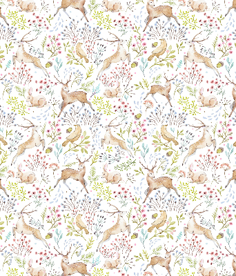 Verduisterend raamrolgordijn voor binnen met een print van reeën, vogels en konijnen