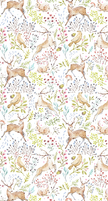 Verduisterend raamrolgordijn voor binnen met een print van reeën, vogels en konijnen