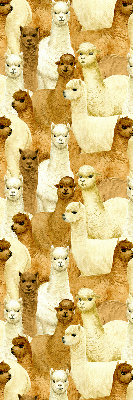 Binnenshuis verduisterend rolgordijn een kudde alpaca's