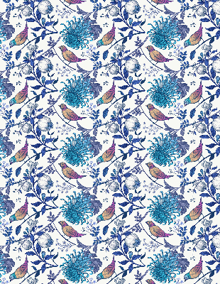 Verduisterend binnengordijn met blauwe boombloemen