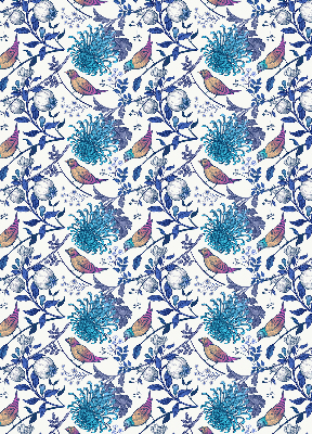 Verduisterend binnengordijn met blauwe boombloemen
