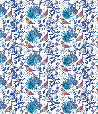 Verduisterend binnengordijn met blauwe boombloemen