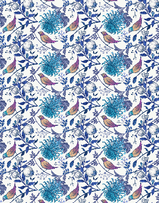 Verduisterend binnengordijn met blauwe boombloemen