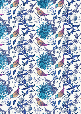 Verduisterend binnengordijn met blauwe boombloemen