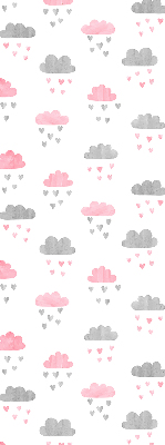 Binnenshuis verduisterend rolgordijn met roze en grijze wolken