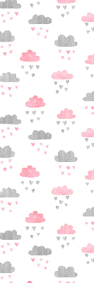 Binnenshuis verduisterend rolgordijn met roze en grijze wolken
