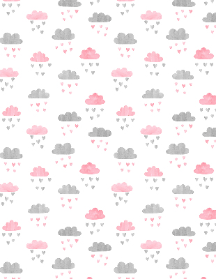 Binnenshuis verduisterend rolgordijn met roze en grijze wolken