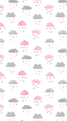 Binnenshuis verduisterend rolgordijn met roze en grijze wolken