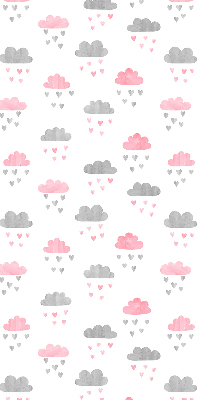 Binnenshuis verduisterend rolgordijn met roze en grijze wolken
