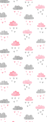 Binnenshuis verduisterend rolgordijn met roze en grijze wolken