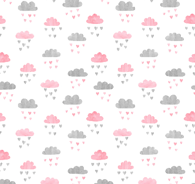 Binnenshuis verduisterend rolgordijn met roze en grijze wolken