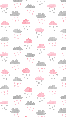 Binnenshuis verduisterend rolgordijn met roze en grijze wolken