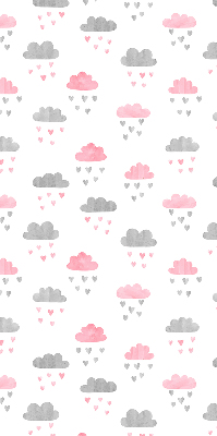 Binnenshuis verduisterend rolgordijn met roze en grijze wolken