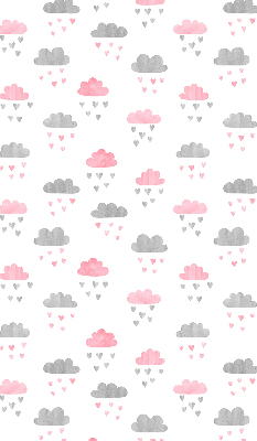 Binnenshuis verduisterend rolgordijn met roze en grijze wolken