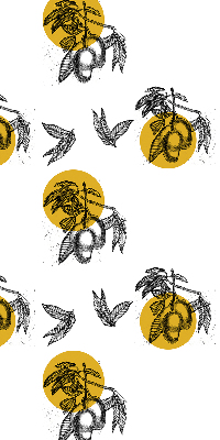 Verduisterend binnengordijn met een print van vruchten en gele cirkels