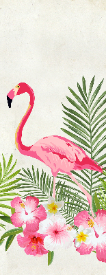 Verduisterend stoffen rolgordijn met flamingo’s bij de bladeren
