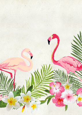 Verduisterend stoffen rolgordijn met flamingo’s bij de bladeren