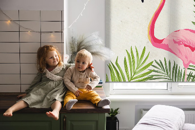 Verduisterend stoffen rolgordijn met flamingo’s bij de bladeren