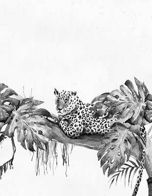 Verduisterend binnengordijn met getekende cheeta's op een tak