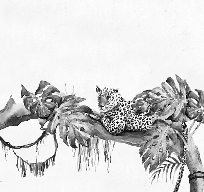 Verduisterend binnengordijn met getekende cheeta's op een tak