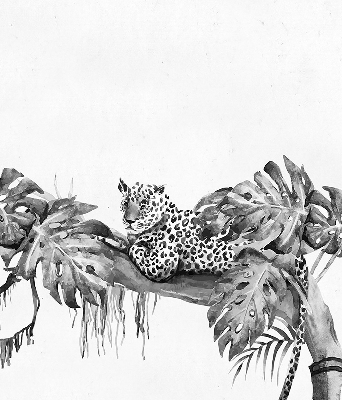Verduisterend binnengordijn met getekende cheeta's op een tak