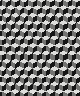 Binnenshuis verduisterend rolgordijn met 3D-kubussen