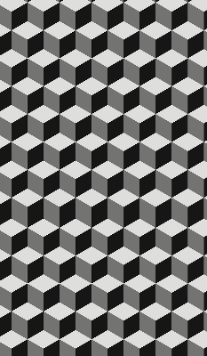 Binnenshuis verduisterend rolgordijn met 3D-kubussen