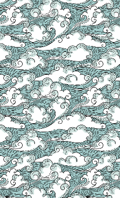 Verduisterend raamrolgordijn voor binnen met wolken- en windmotief
