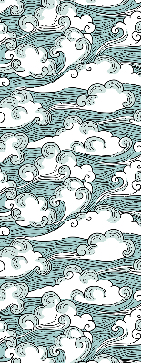 Verduisterend raamrolgordijn voor binnen met wolken- en windmotief