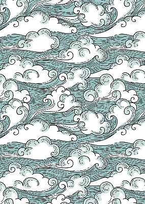 Verduisterend raamrolgordijn voor binnen met wolken- en windmotief