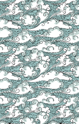 Verduisterend raamrolgordijn voor binnen met wolken- en windmotief