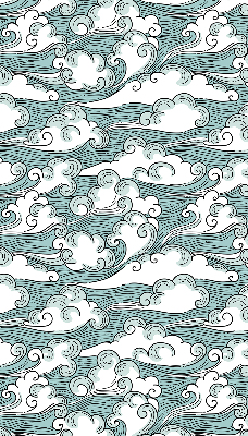 Verduisterend raamrolgordijn voor binnen met wolken- en windmotief