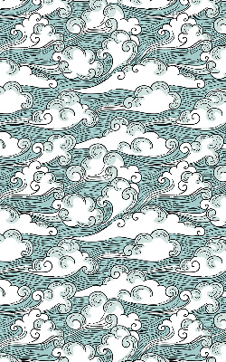 Verduisterend raamrolgordijn voor binnen met wolken- en windmotief