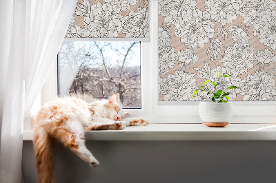 Verduisterend rolgordijn voor raam met getekende bloemen
