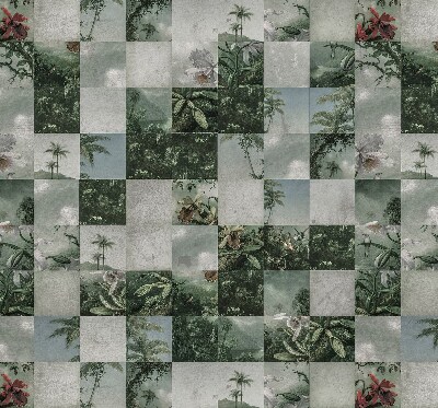 Verduisterend stoffen rolgordijn met palmbomen en tegels