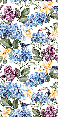 Binnenshuis verduisterend rolgordijn met toekans en bloemenprint