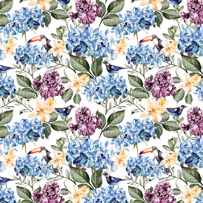 Binnenshuis verduisterend rolgordijn met toekans en bloemenprint