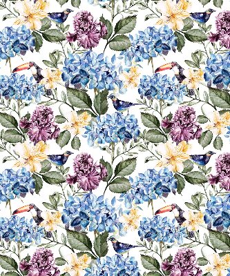 Binnenshuis verduisterend rolgordijn met toekans en bloemenprint