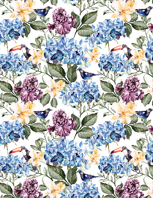 Binnenshuis verduisterend rolgordijn met toekans en bloemenprint