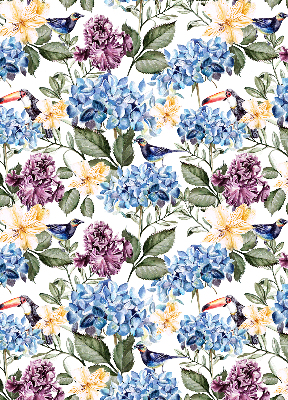 Binnenshuis verduisterend rolgordijn met toekans en bloemenprint