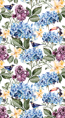 Binnenshuis verduisterend rolgordijn met toekans en bloemenprint