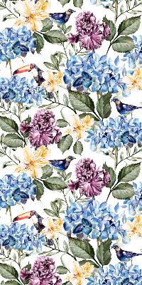 Binnenshuis verduisterend rolgordijn met toekans en bloemenprint