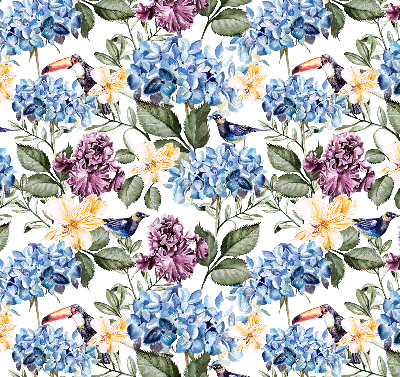 Binnenshuis verduisterend rolgordijn met toekans en bloemenprint