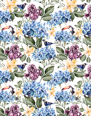 Binnenshuis verduisterend rolgordijn met toekans en bloemenprint