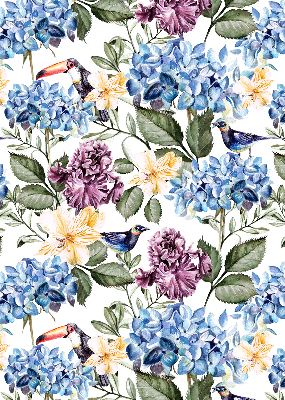 Binnenshuis verduisterend rolgordijn met toekans en bloemenprint