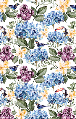 Binnenshuis verduisterend rolgordijn met toekans en bloemenprint