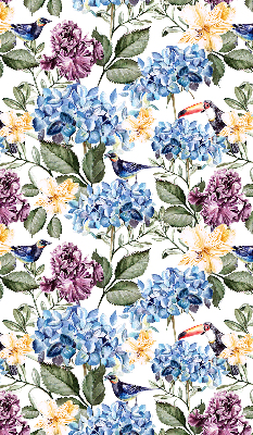 Binnenshuis verduisterend rolgordijn met toekans en bloemenprint